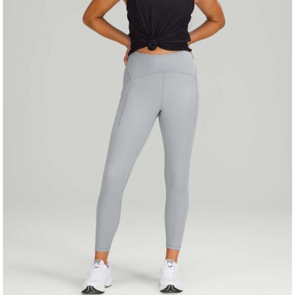 Women Lululemon Power Thru High-Rise Tight 25" Pockets in Rhino Grey Size 0 - Picture 1 of 9